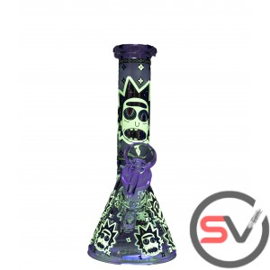 CRAZY FACE MINI GLASS BEAKER With ICE CATCHER 8inch (GLOW IN DARK)